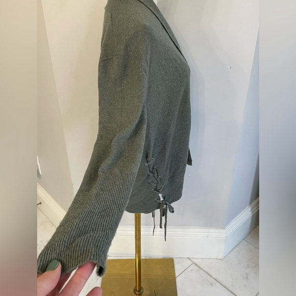 DTLM ❤️ Repeat Gray open front long sleeve Cashmere Wool blend cardigan sz Small - Picture 2 of 5